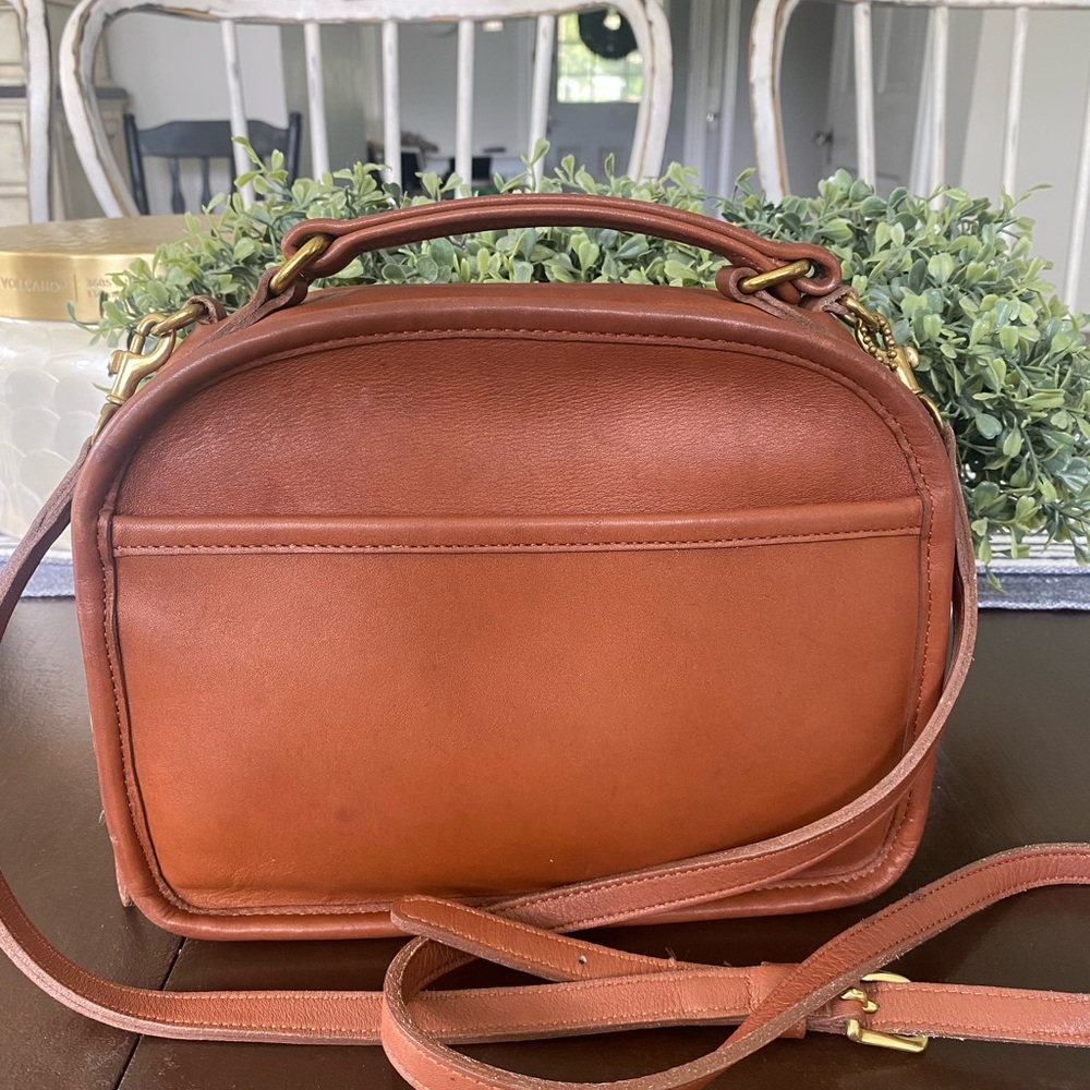 Vintage Coach Lunchbox Tote Brown Leather Crossbody Bag, British Tan